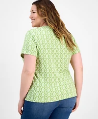 Style & Co Plus Printed Henley T-Shirt, Exclusively at Macy's