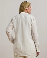 Lauren Ralph Plus Relaxed-Fit Print Roll-Tab Sleeve Shirt