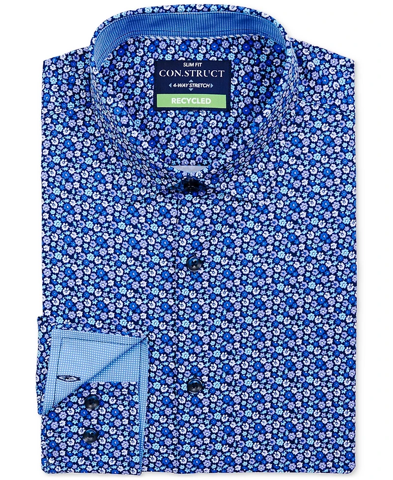 Men's Recycled Slim Fit Floral 4-Way Stretch Performance Dress Shirt