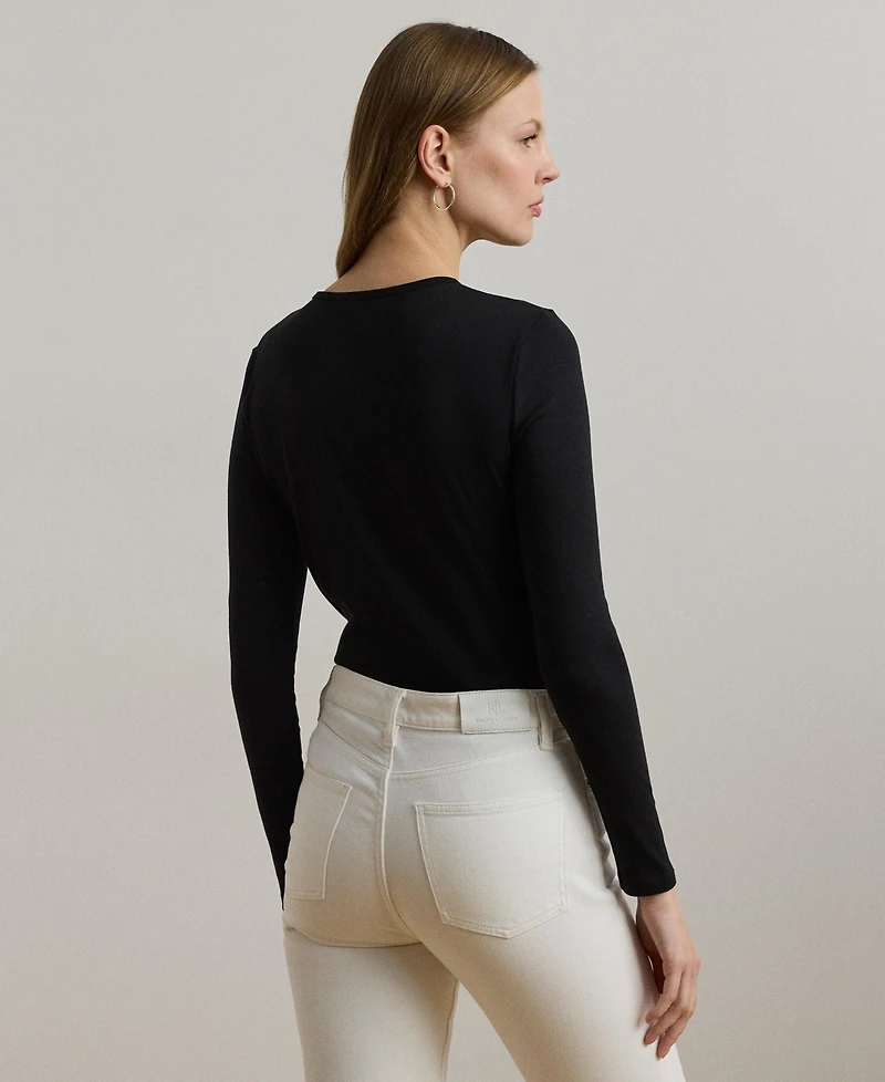 Lauren Ralph Cotton-Blend Long-Sleeve Top