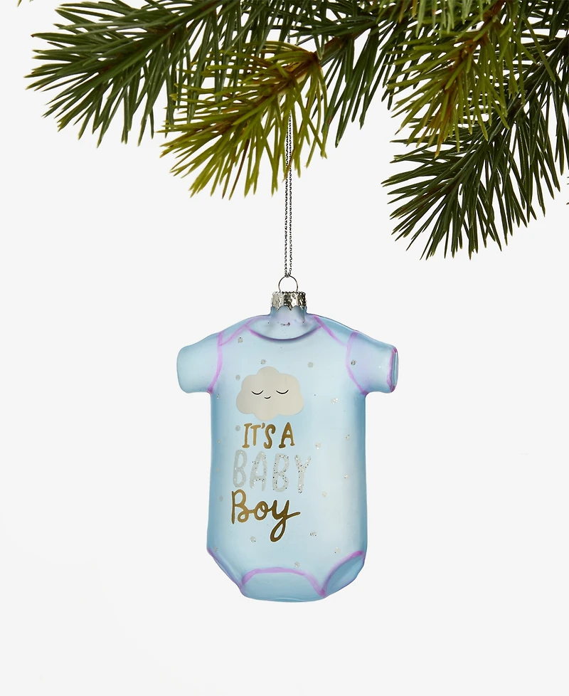 Holiday Lane Baby's First Christmas Blue Bodysuit Ornament, Macy's Exclusive