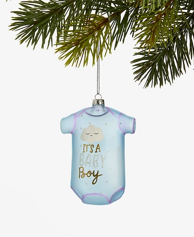 Holiday Lane Baby's First Christmas Blue Bodysuit Ornament, Macy's Exclusive