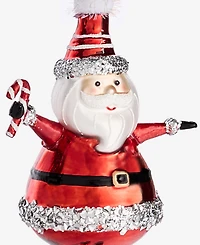 Holiday Lane Heritage Glass Santa with Candy Cane Ornament, Macy's Exclusive