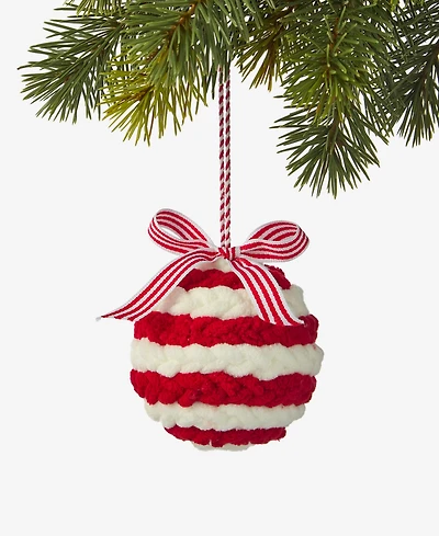 Holiday Lane Heritage Soft Red Stripe Ball Ornament, Macy's Exclusive