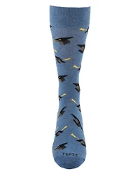 MeMoi Men's Graduation Pattern Rayon Novelty Crew Socks