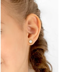 Tiny Blessings Children's 14K Gold Genuine Shimmer Mother of Pearl Round Studs Girl's Screw Back Earrings