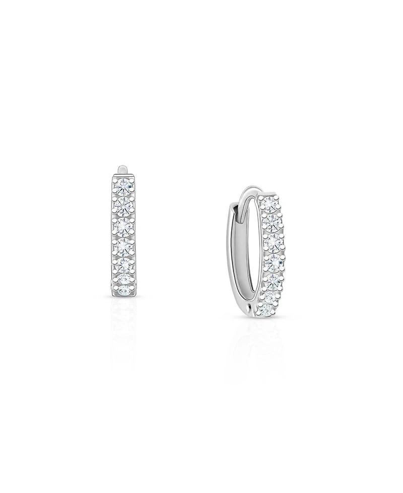 Tiny Blessings Children's Sterling Silver 9mm Timeless Pave Huggie Hoop Earrings