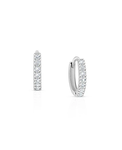 Tiny Blessings Children's Sterling Silver 9mm Timeless Pave Huggie Hoop Earrings