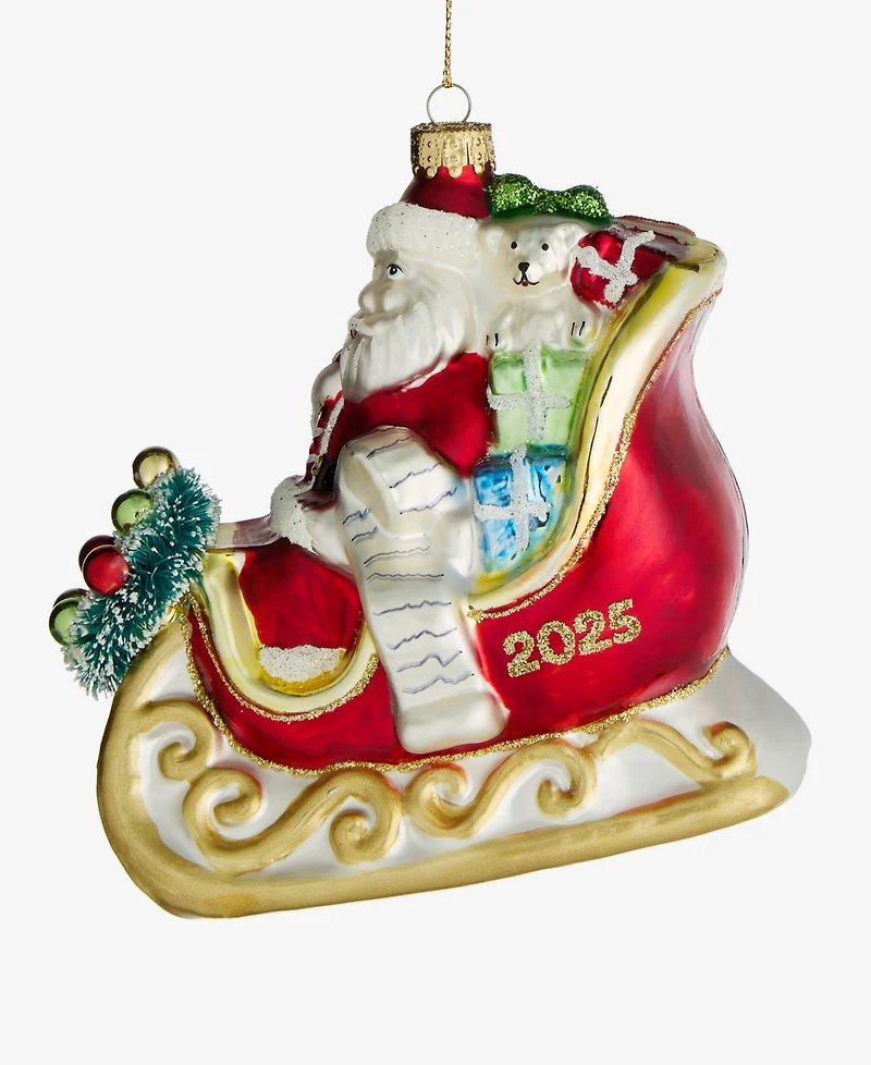 Holiday Lane Christmas Cheer Santa In Sleigh Ornament, Macy's Exclusive