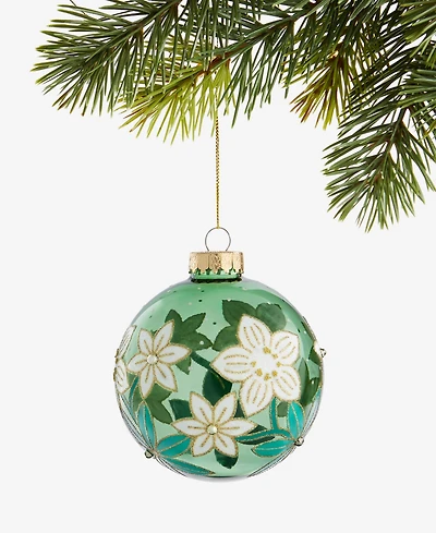 Holiday Lane Enchanted Emerald Glass Ball Ornament, Macy's Exclusive