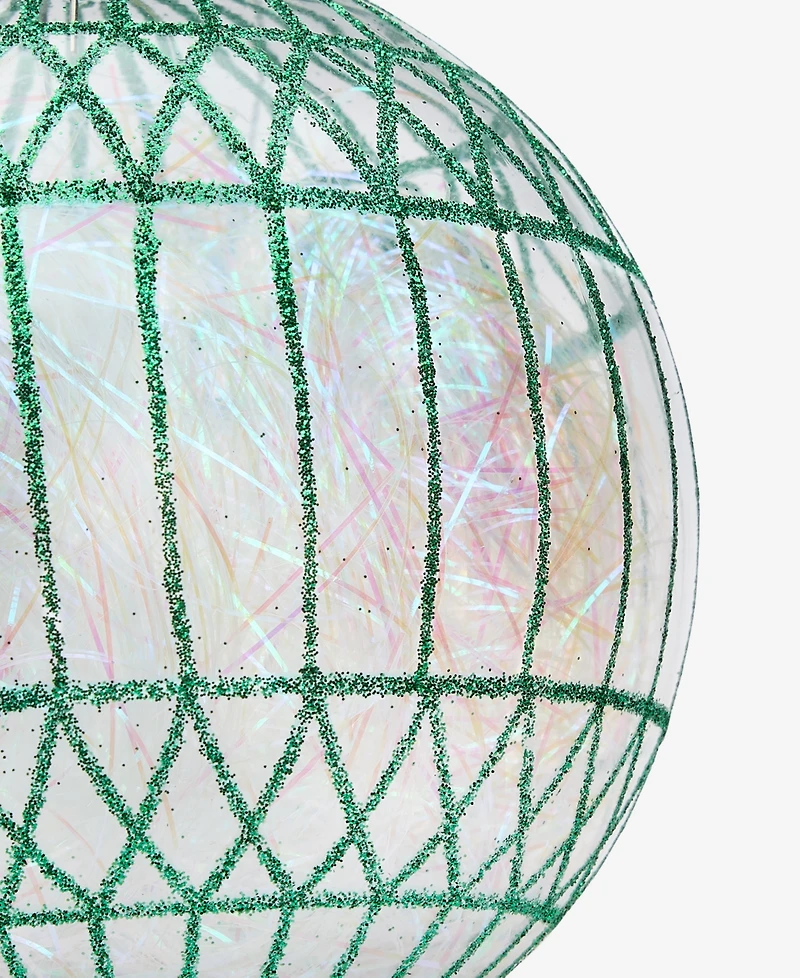 Holiday Lane Enchanted Emerald Green and Clear Glass Ball Ornament, Macy's Exclusive