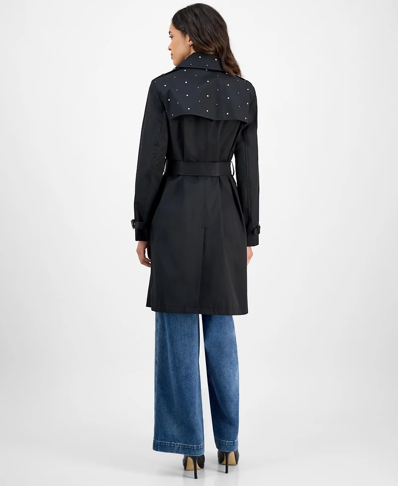 CeCe Women's Double-Breasted Studded Belted Trench Coat