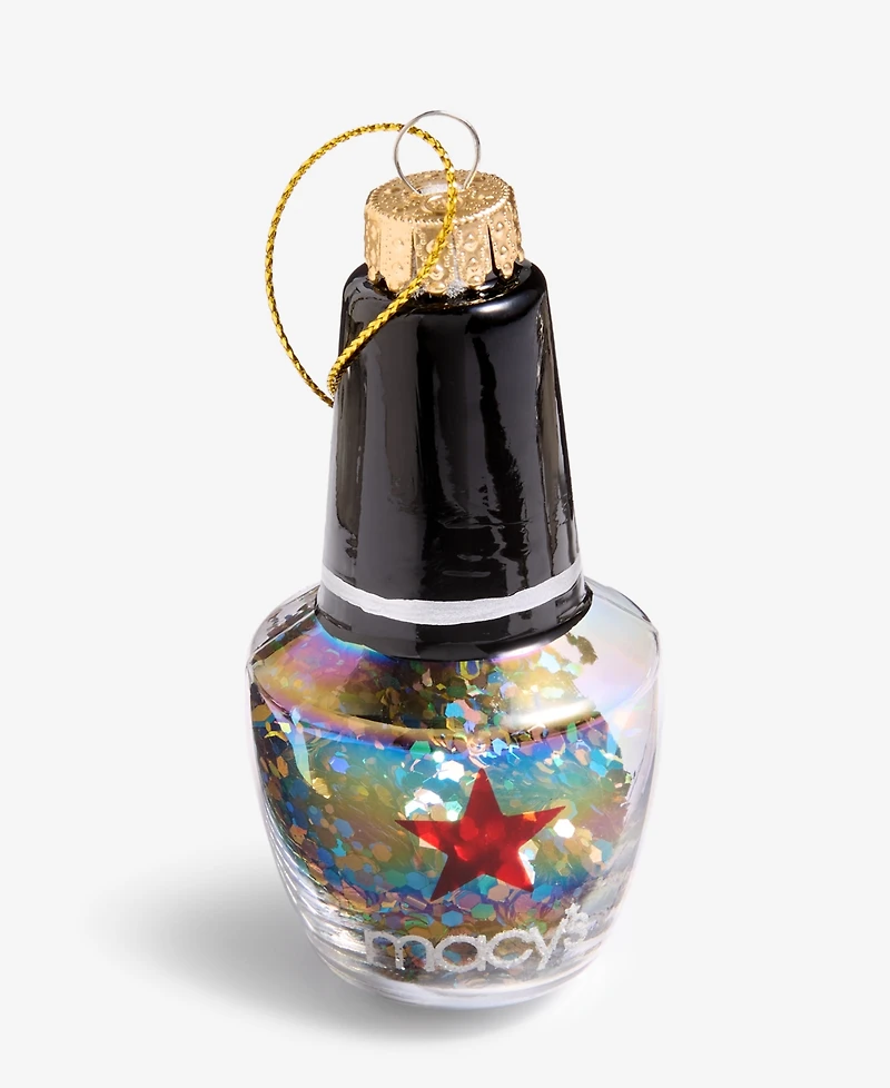 Holiday Lane Macy's Glass Glitter Nail Polish Ornament, Macy's Exclusive