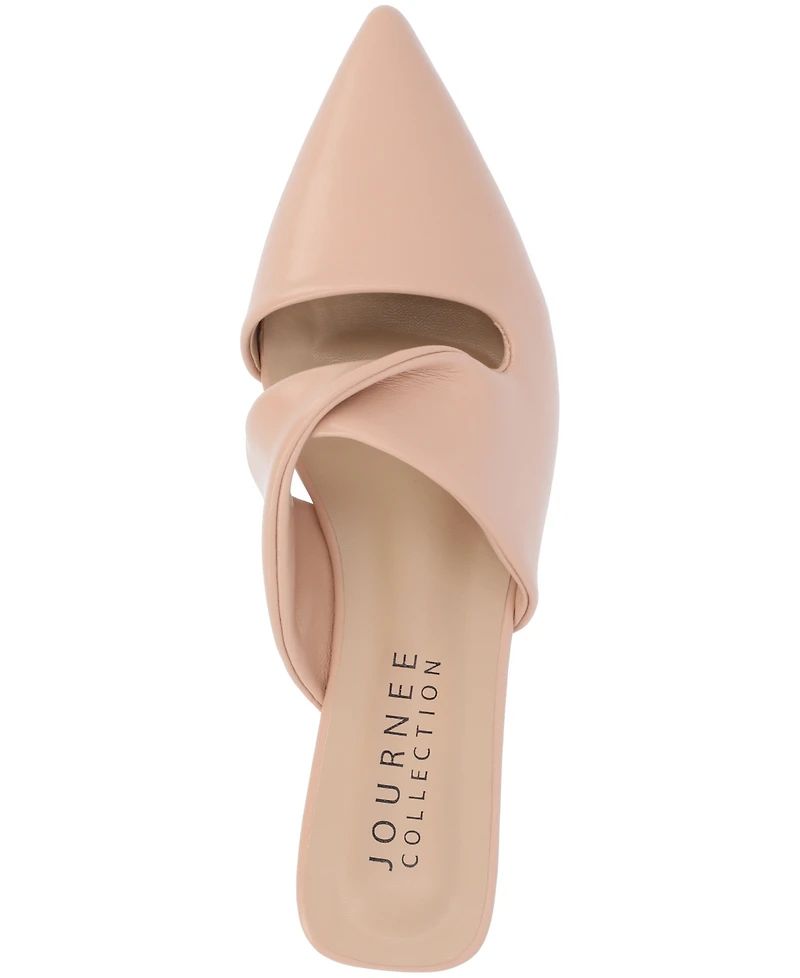 Journee Collection Women's Enniss Twist Cutout Pointed Toe Mules