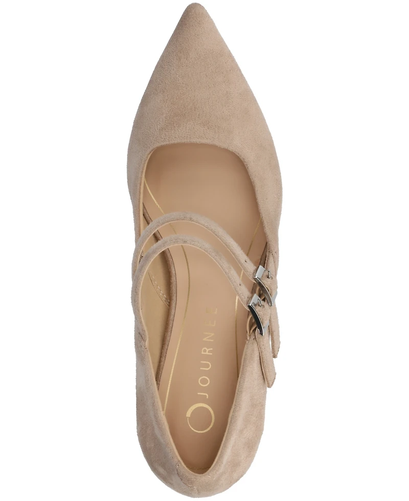 Journee Collection Women's Carnation Mary Jane Pointed Toe Comfort Pumps