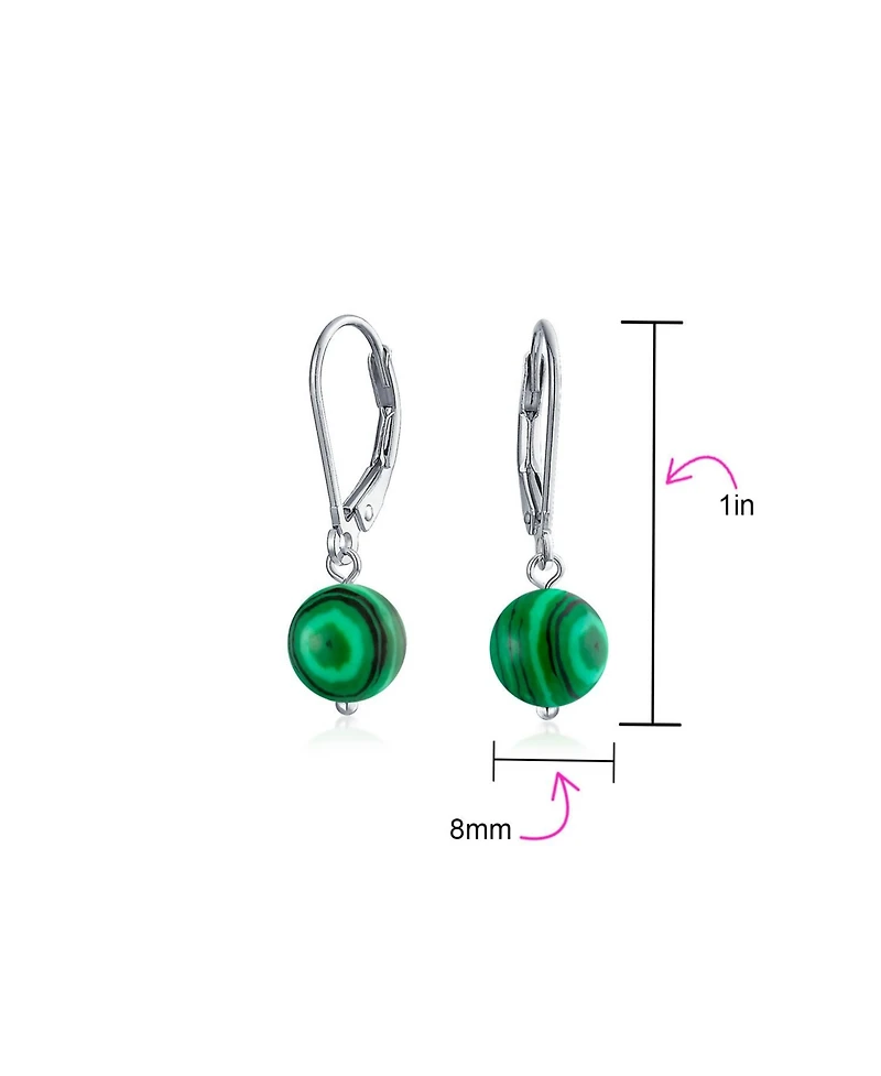 Bling Jewelry Set of 3 Multi Natural Stones Drop Ball Earrings Lever Back Sterling Silver 8MM