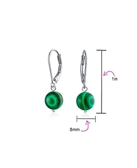 Bling Jewelry Set of 3 Multi Natural Stones Drop Ball Earrings Lever Back Sterling Silver 8MM