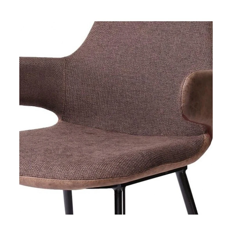 33" Stylish Brown Fabric and Faux Leather Accent Chair
