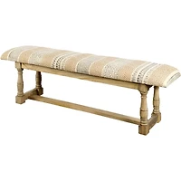 Geometric Upholstered Jute Accent Bench for Entryway or Living Room