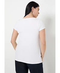 June + Vie Women's Ribbed Henley Top