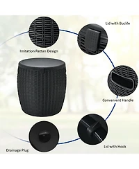 Patio 4-in-1 Rattan Cocktail Table – Multi-Functional Cool Bar, Side & Storage