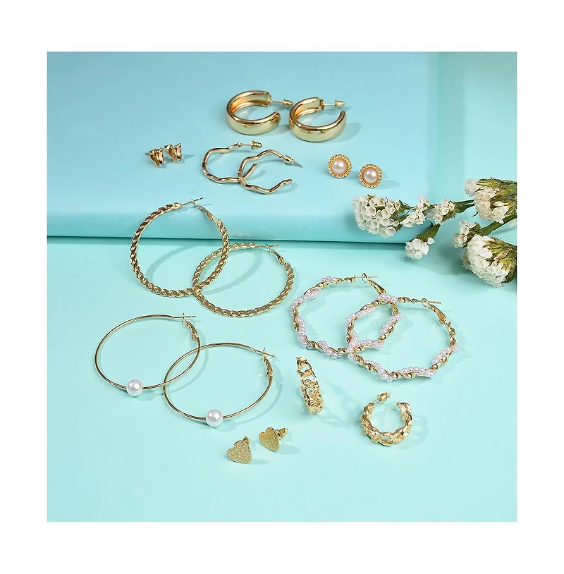 Sohi Women's Everyday Hoop Earrings Set