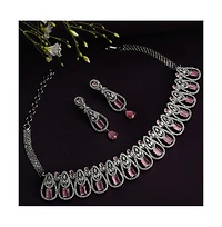 Sohi Women's Silver Plated Designer Jewellery Set