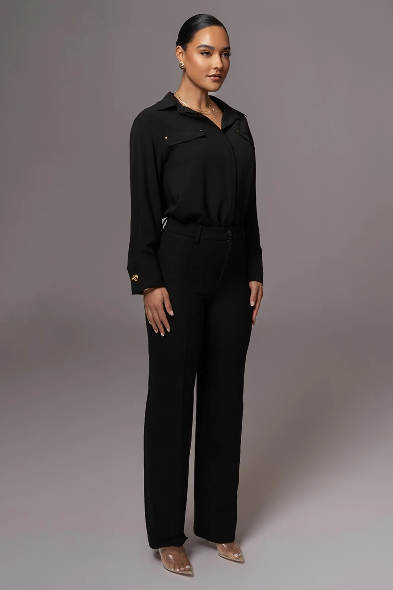 Jluxlabel Women's Black Stella Button Up Shirt