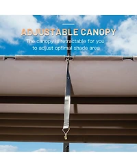 11 X 16 Ft Outdoor Living Retractable Pergola with Weather-Resistant Canopy Aluminum Garden Patio Grill Gazebo