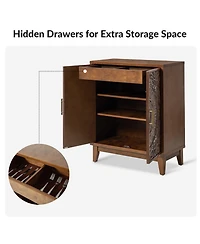 Eusebio Traditional Accent Cabinet with Hidden Drawer and Tapered Legs