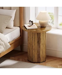 Tribesigns Round End Table for Living Room, Industrial Circle Side Table, Narrow Nightstand for Small Spaces, Living Room, Bedroom