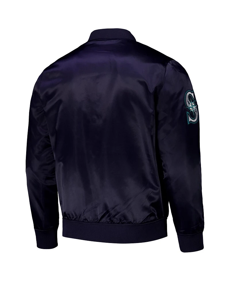 Pro Standard Men's Navy Seattle Mariners Wordmark Satin Full-Snap Jacket