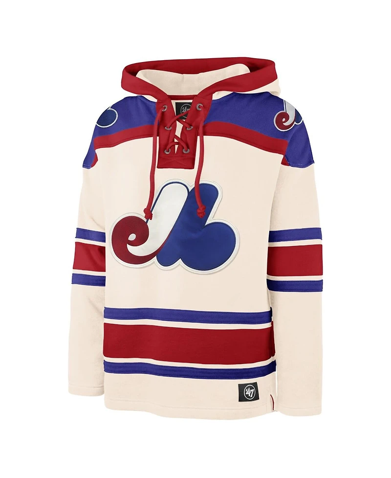 '47 Brand Men's Cream Montreal Expos Cooperstown Collection Superior Lacer Pullover Hoodie