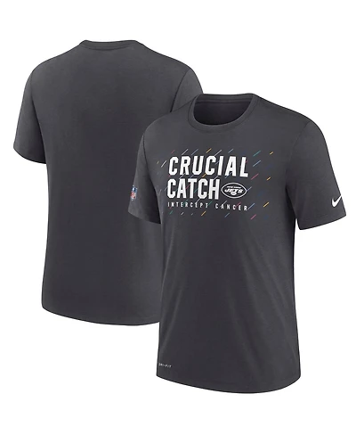 Nike Men's Charcoal New York Jets Nfl Crucial Catch Performance T-Shirt
