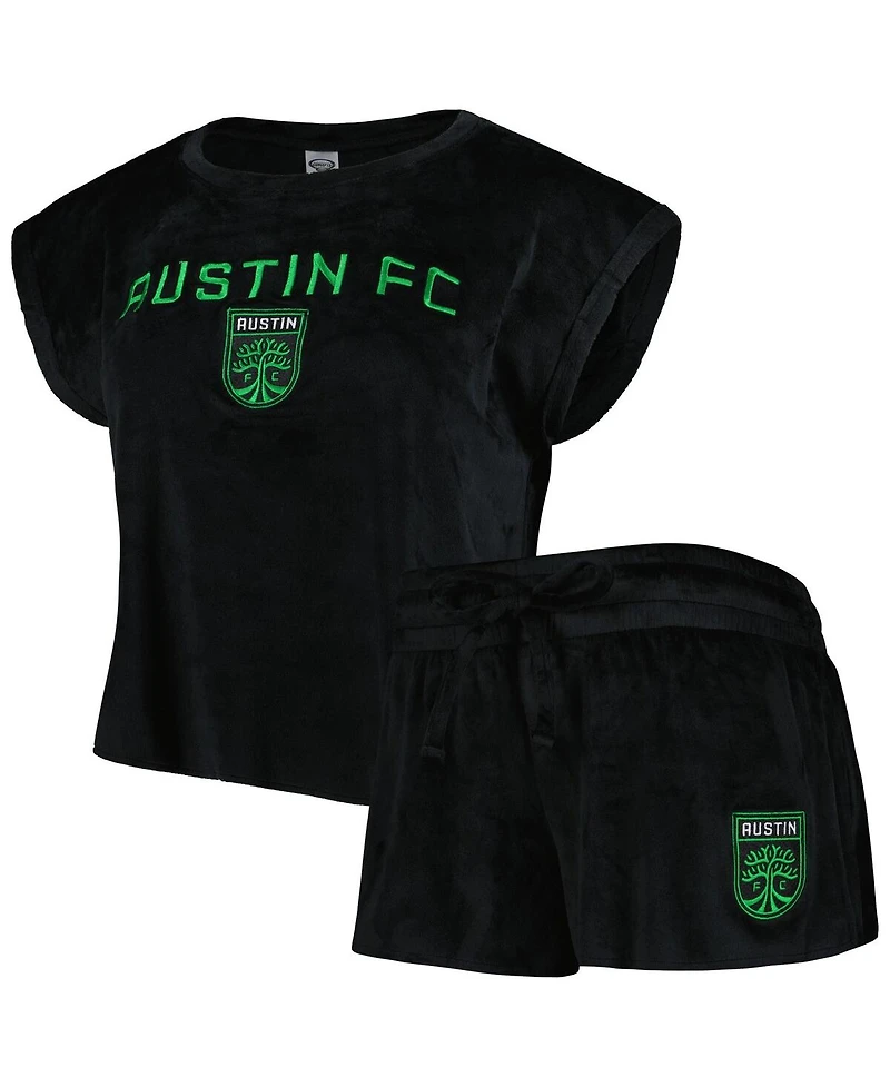 Concepts Sport Women's 2-Piece Black Austin Fc Intermission T-Shirt and Shorts Sleep Set