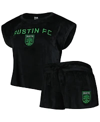 Concepts Sport Women's 2-Piece Black Austin Fc Intermission T-Shirt and Shorts Sleep Set