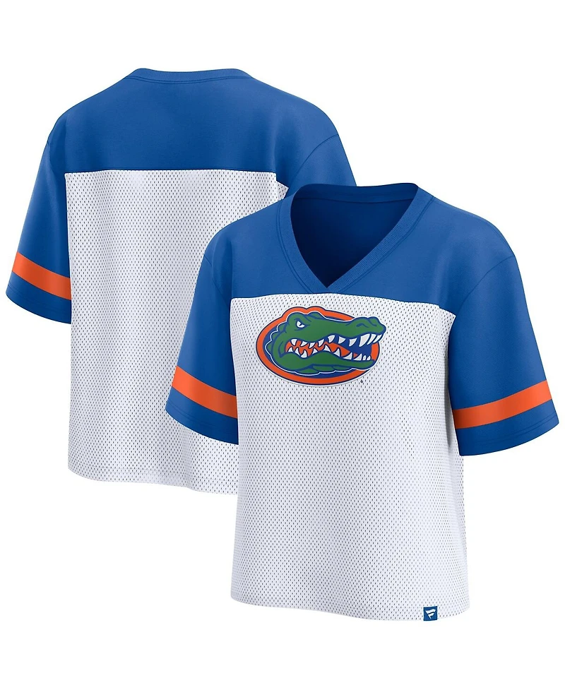 Fanatics Women's White/Royal Florida Gators Fundamentals Mesh Fashion T-Shirt