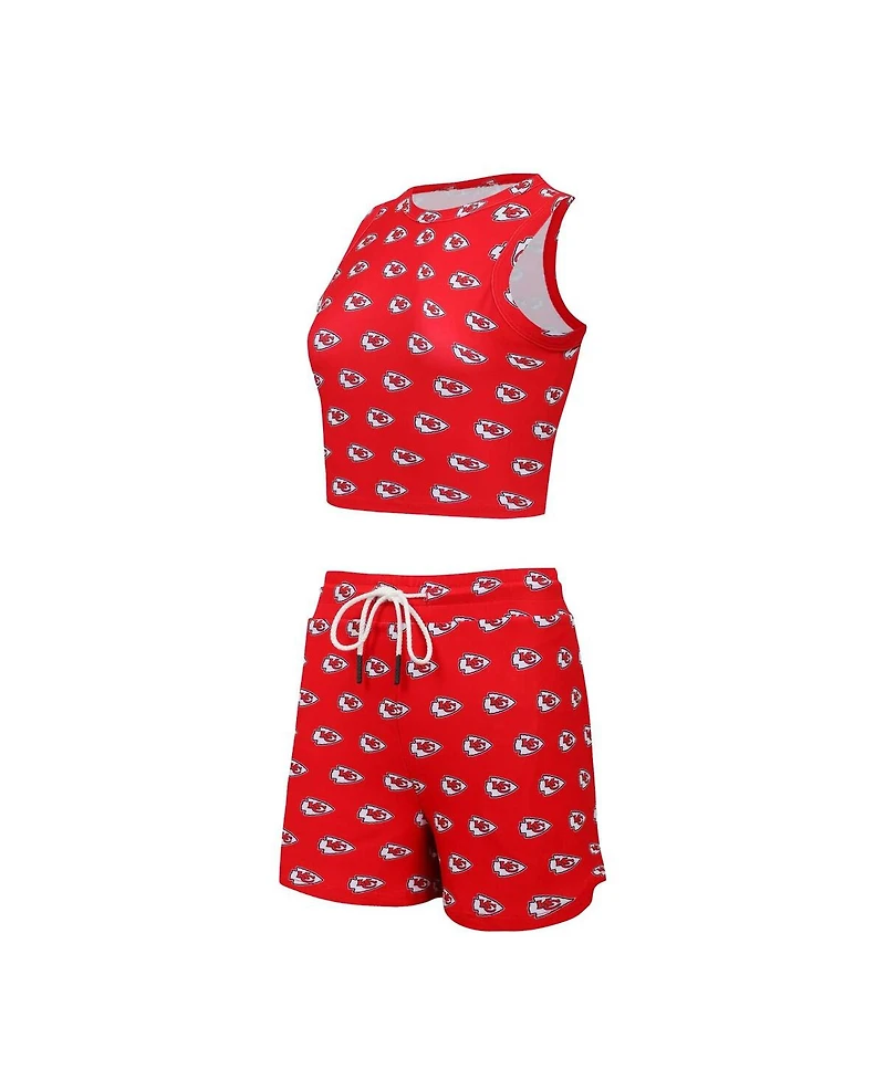 Concepts Sport Women's 2-Piece Kansas City Chiefs Gauge Allover Print Cropped Tank Top and Shorts Sleep Set