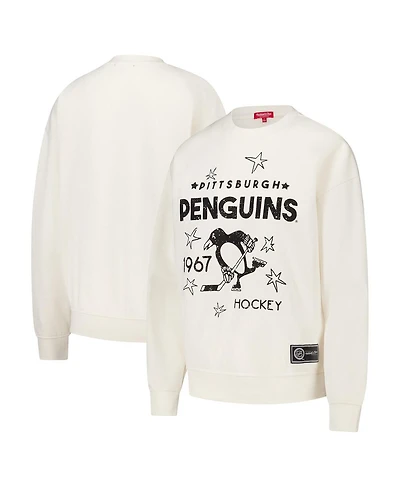 Mitchell & Ness Women's Cream Pittsburgh Penguins Logo 3.0 Pullover Sweatshirt