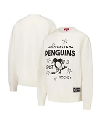 Mitchell & Ness Women's Cream Pittsburgh Penguins Logo 3.0 Pullover Sweatshirt