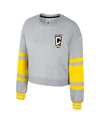Stadium Essentials Women's Heather Gray Columbus Crew Scrimmage Cropped Pullover Sweatshirt