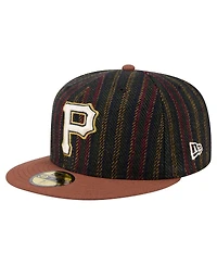 New Era Men's Brown Pittsburgh Pirates Vintage Herringbone 59FIFTY Fitted Hat