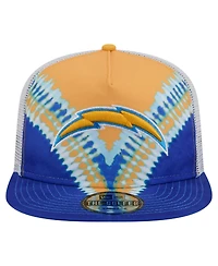 New Era Men's Gold/Blue Los Angeles Chargers Throwback Dye Golfer Snapback Hat