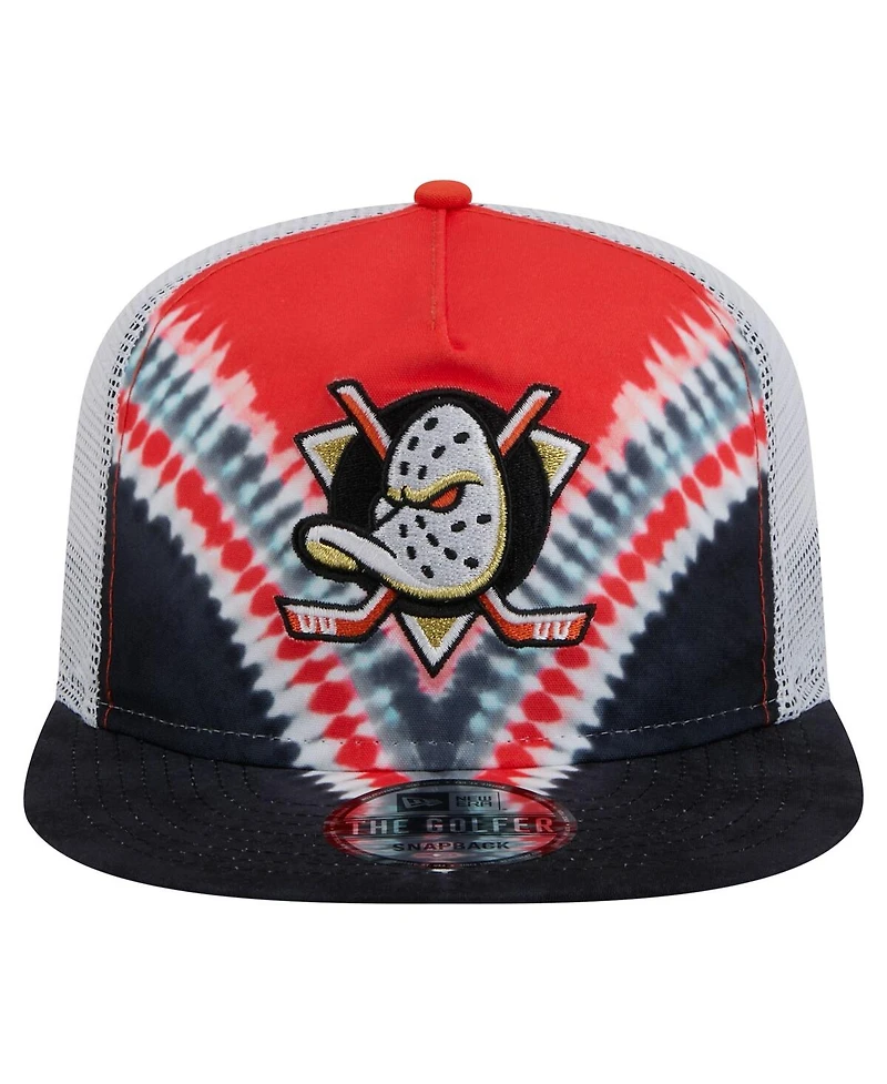 New Era Men's Black/Orange Anaheim Ducks Throwback V-Dye Adjustable Golfer Hat