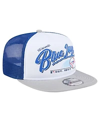 New Era Men's White/Gray Toronto Blue Jays Retro Script Trucker 9FIFTY Snapback Hat