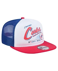 New Era Men's White/Red Chicago Cubs Retro Script Trucker 9FIFTY Snapback Hat