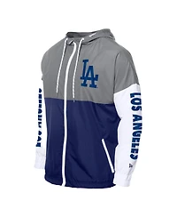 New Era Men's Royal/Gray Los Angeles Dodgers Color Block Full-Zip Hoodie Windbreaker Jacket