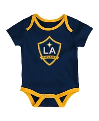 Outerstuff Newborn Navy/Heather Gray/Gold La Galaxy Loyal Buddies Bodysuit 3-Pack