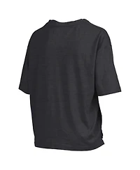 Pressbox Women's Black Purdue Boilermakers Nelson Arch Over Logo Waist Length Oversized Slub T-Shirt