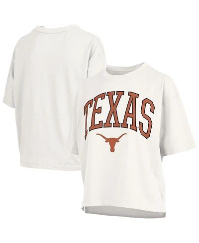 Pressbox Women's White Texas Longhorns Nelson Arch Over Logo Waist Length Oversized Slub T-Shirt